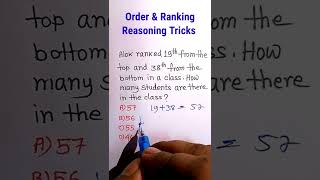 Order And Ranking Reasoning Tricks| Sitting Arrangement| Reasoning Classes CGL NTPC | #shorts