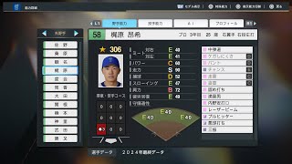 【プロスピ2024選手能力/NPB PlayersData】DeNA 58 梶原昂希選手 BayStars Koki Kajiwara