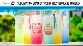 Personalized Gradient Color Frosted Glass Tumbler with Handle Lid - Photo USA #sublimation #summer