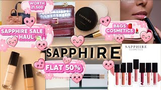 SAPPHIRE SALE SHOPPING HAUL🛍🎀🥰|BAGS👜👝 \u0026 COSMETICS💄|FLAT 50% OFF🔥@Life_With-Sara_Khan #sapphire