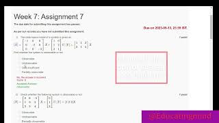 Advanced Linear Control systems week 7 Assignment Solution NPTEL