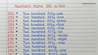 Write number names 251 to 300 in words II 251 to 300 number names II write spelling 251 to 300