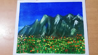 Acrylic Mountain painting / Easy acrylic painting /how to draw mountain @SalviArt