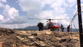 Elder from Barpak Gorkha, Nepal being rescue