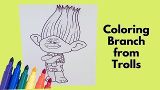 🌈 Branch Comes to Life! Trolls Movie Coloring with Markers & Pencils | Fun Art Playtime 🎨