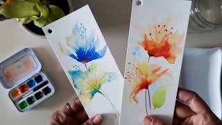 Simple Watercolor flower painting-14/Floral/Bookmarks/Watercolor painting for beginners