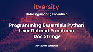Programming Essentials Python - User Defined Functions - Doc Strings