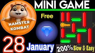 28 January 💎🔑🐹 Puzzle Trick: P2E Hamster Kombat key MiniGame Solved, slow step by step! 🎮