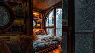 Cozy tiny house. Snowfall. #relaxinoffgrid #relax #winterwonderland #snow #calming #peaceful