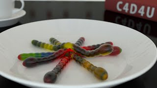 Gummy Worms? Softbody Simulation V38 😋 ❤️ C4D4U