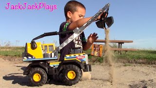 Bulldozer Toy UNBOXING! | Tonka Crane Excavator Digging | JackJackPlays