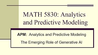 Analytics and Predictive Modeling 2024: Generative AI