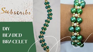 Beaded Bracelet- How to make a beaded Bracelet with pearl and gold beads tutorial. #shorts #viral