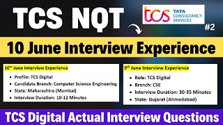 🔥TCS 10th June Candidate Interview Experience | TCS Digital Interview Experience | 2 Different Exp.