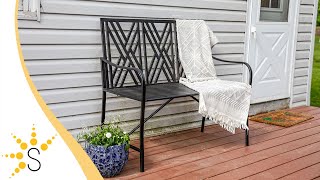 Sunnydaze Geometric Lattice Iron Outdoor Patio Bench - Black-CFT-727