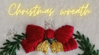 【刺繍初心者にもおすすめ】クリスマス刺繍・リースの刺し方を紹介する動画です。（How to embroider a christmas wreath for beginners）