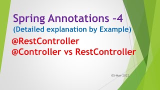 Spring Annotations Part - 4 | @RestController Annotation | @Controller vs @RestController