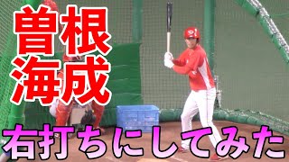 広島カープ曽根海成　右打ちにしてみたら😭