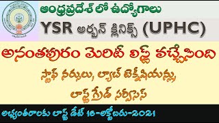 అనంతపురం మెరిట్ లిస్ట్ ysr అర్బన్ క్లినిక్స్ ANANTAPUR YSR URBAN CLINICS MERIT LIST