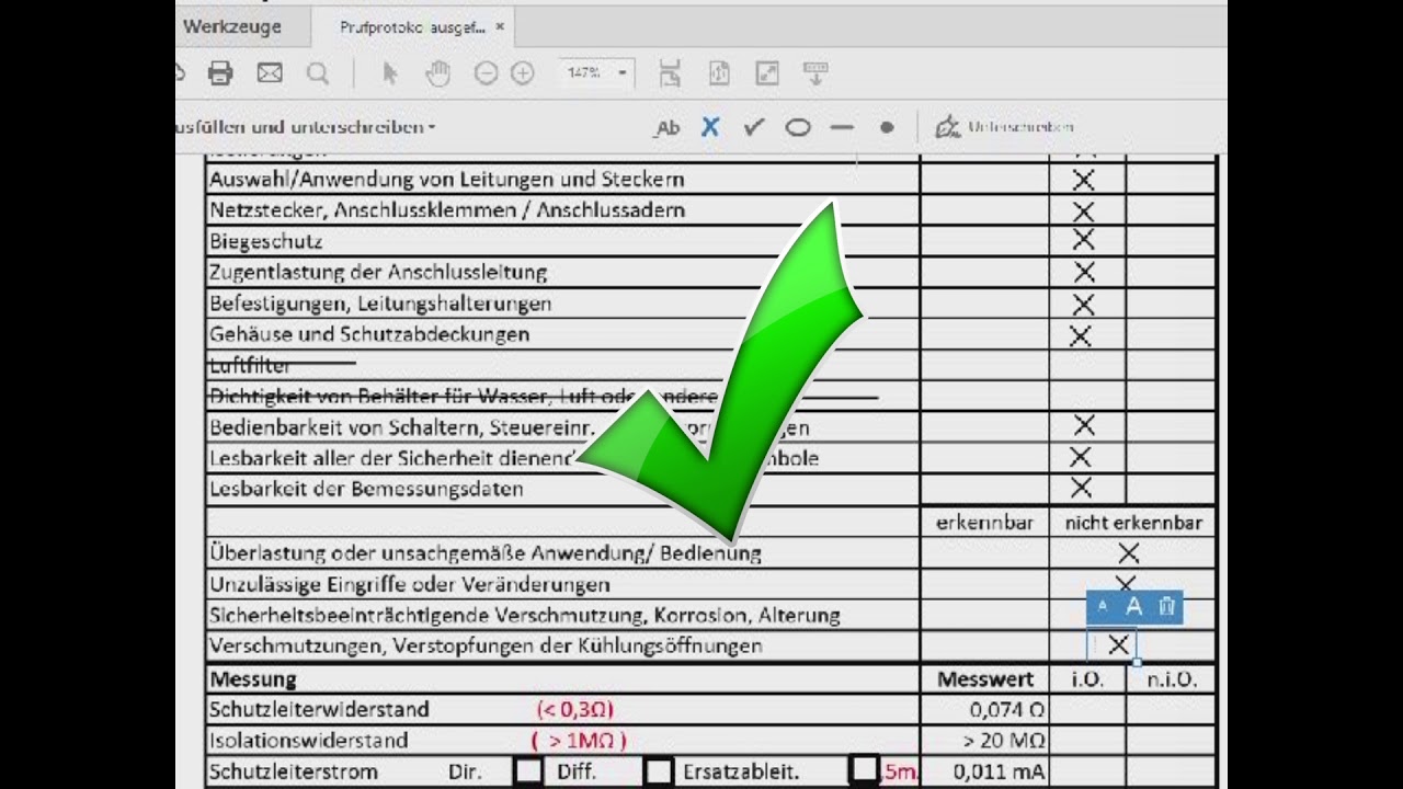 Prüfen Elektrischer Geräte: Prüfprotokoll (9) Nach DIN VDE 0701-0702 ...