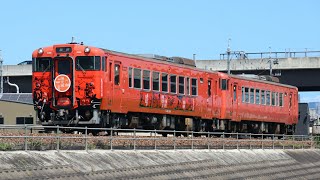 【本日登場】JR桃太郎線の新しいラッピング車両(桃太郎伝説の生まれたまち・おかやま)   関係者向け臨時列車　大安寺～備前一宮間にて