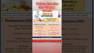 Walk-in Interview I Sun Pharma | 250125 #job #pharma