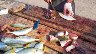 Small Yellowfin Trevally Fish Cutting in Sri Lanka 🇱🇰| Trevally Fish Cutting for Fish Curry| පරවා