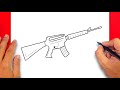 How to draw Machine Gun - Easy Drawing Machine Gun