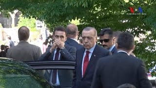 Turkish President Erdogan at the Turkish Embassy in Washington watching Tuesday’s violent clash
