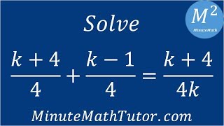 Solve (k+4)/4+(k-1)/4=(k+4)/4k