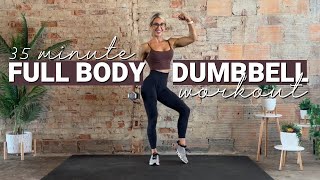 35 Minute One Dumbbell Full Body Workout | One DB Only | Strength | Power | Endurance | Low Impact