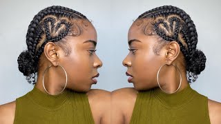 Trending Heart Part Straight Back Stitch Braids| Super Quick