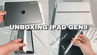 🌸iPad gen9 (Space gray 64GB) 📦 unboxing + stylus pencil + case + ฟิล์มกระดาษ | 2021✨