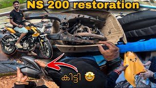 NS 200 restoration part -5🥳 || വണ്ടിയുടെ പണി തുടങ്ങി🤩||