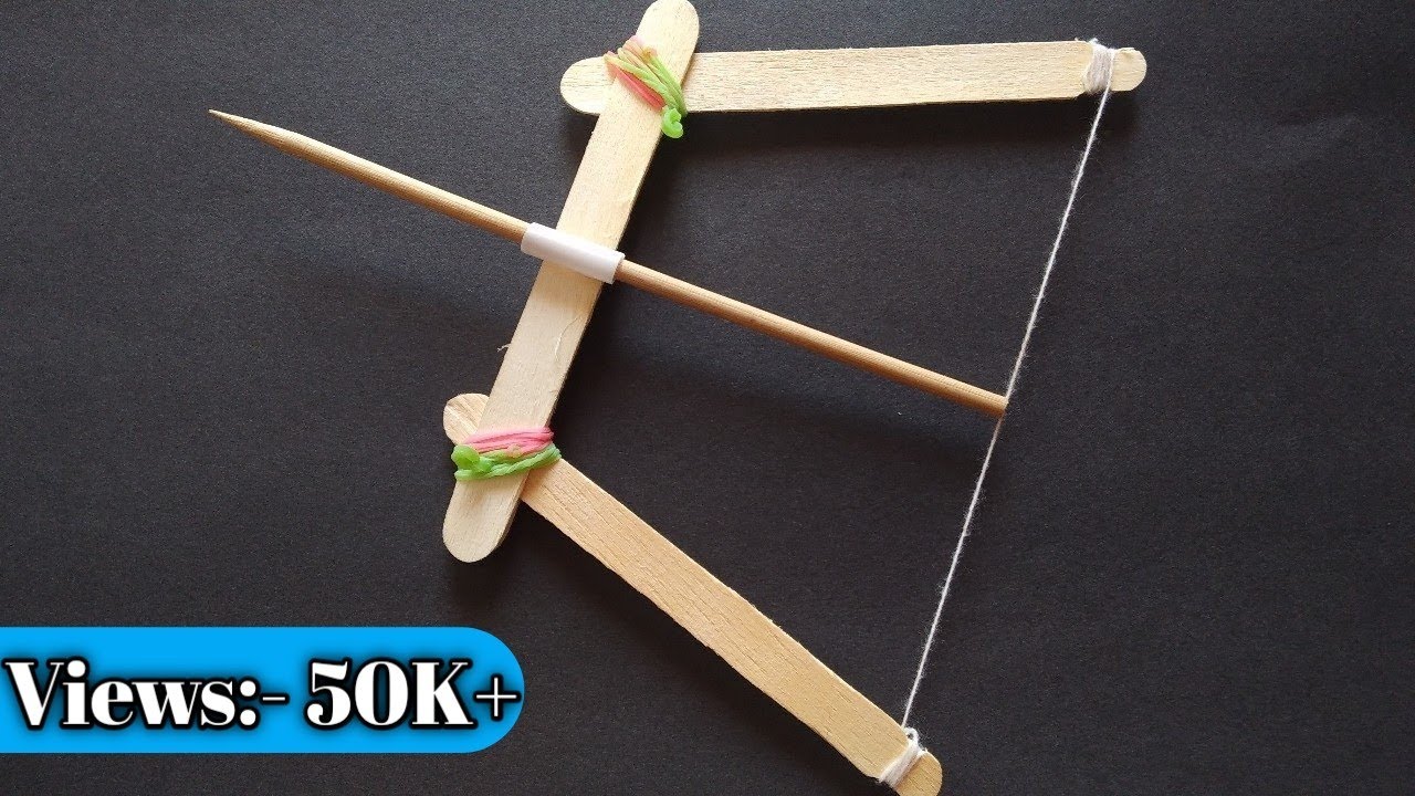 How To Make Mini Bow And Arrow With Popsicle Sticks Youtube