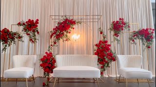 DIY - Gold Stand Floral Decor DIY - Dollar Tree Red Floral Decor DIY - Floral Mehndi Decor