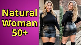 Leather Mini Skirt and Black Boots for Natural Mature Women - Fashion Tips