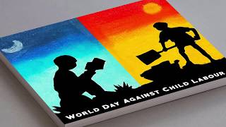 CHILDREN'S DAY POSTER DRAWING | HOW TO DRAW SAY NO TO CHILD LABOUR POSTER DRAWING WITH OIL PASTELS
