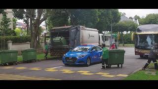 vovlo fe300 XD6690M SEMBCORP/SEMBWASTE rubbish truck collecting trash at condo