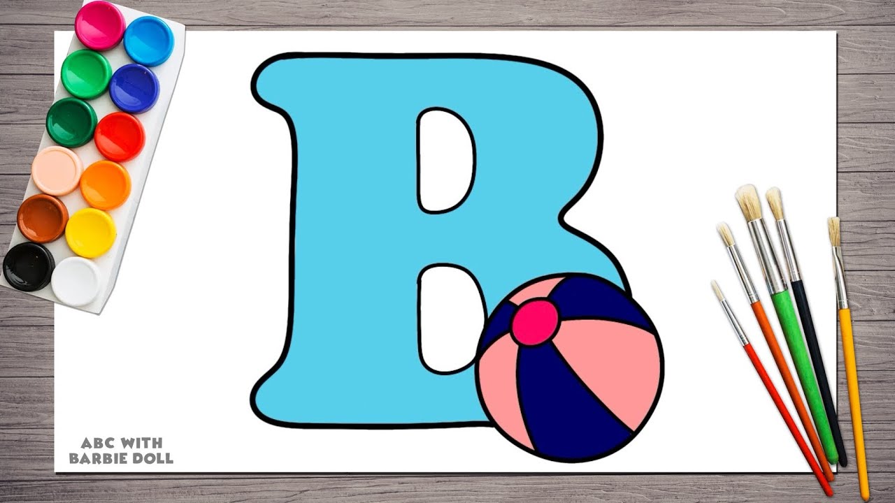 How To Draw A Cute Alphabet B Drawing Easy For Kids | B For Ball | ABC ...