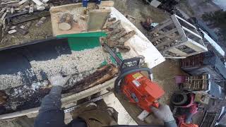 20190420 firewood processing blocking and splitting small wood