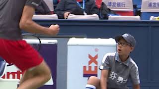 FUNNY: Alexander Zverev celebrates so hard he scares ball kid! | Shanghai 2018
