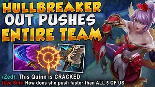 RANK 1 QUINN SHOWCASES THE POWER OF HULLBREAKER WITH THIS PUSH (BEST COMEBACK) - League of Legends