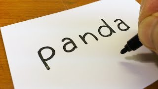 How to turn words PANDA into a Cartoon - Drawing doodle art on paper