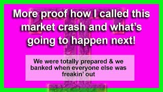 More proof how I eerily called this crash (totally prepared \u0026 profited) 2019