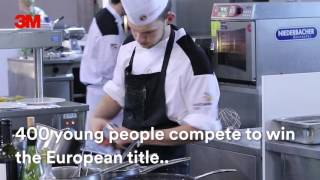 Daniel takes part in the bricklaying category of EuroSkills