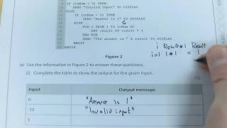 Edexcel iGCSE Computer Science Trace table Question