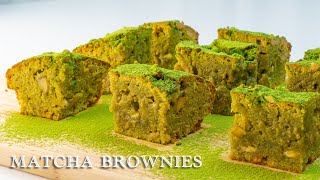 抹茶布朗尼 Matcha Brownies with White Chocolate and Walnuts ｜ASMR