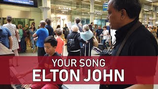 Elton John Your Song Spontaneous Duet Tourist Sings at Train Station Cole Lam 12 Years Old