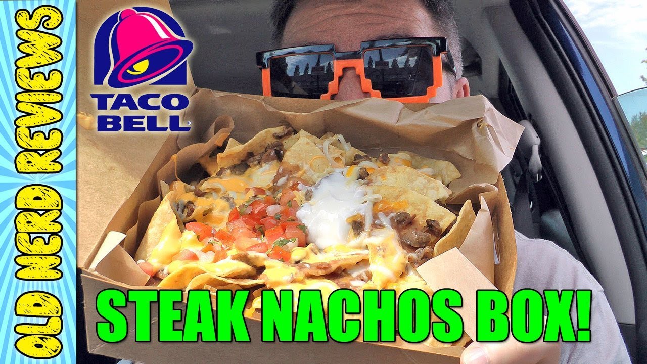 IT'S HUGE!! $5 Taco Bell Steak Nachos Box REVIEW 🌮🔔 - YouTube